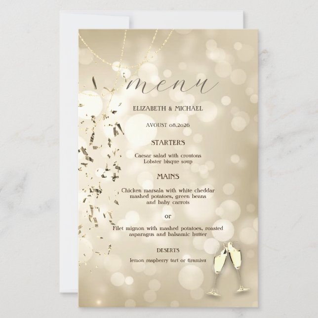 Papier Elegant Bokeh,Confetti Wine Glasses Wedding (Devant)