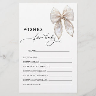 Papier Elegant Bow Wishes For Baby Advice Game Card