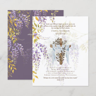 Papier Élégant BUDGET BAPTISME Invitation Wisteria Purple