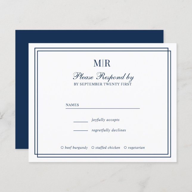 Papier Élégant budget double frontière Monogramme mariage (Devant / Derrière)