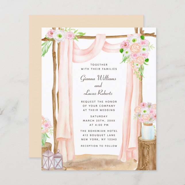 Papier Elégant budget extérieur Mariage floral (Devant / Derrière)