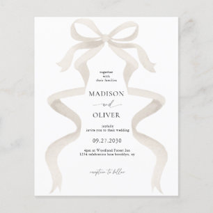 Papier Élégant BUDGET ivoire Beige Bow Monogramme Mariage