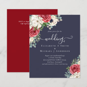 Papier Élégant budget Mariage rouge blanc bleu floral