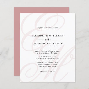 Papier Élégant budget Script Dusty Pink Monogram Mariage