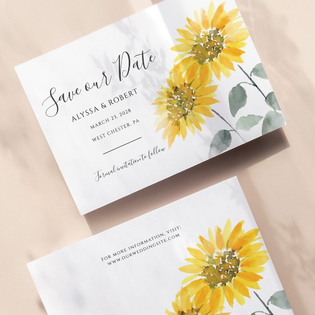 Papier Élégant Budget Sunflower Botanical Save The Date (Créateur téléchargé)