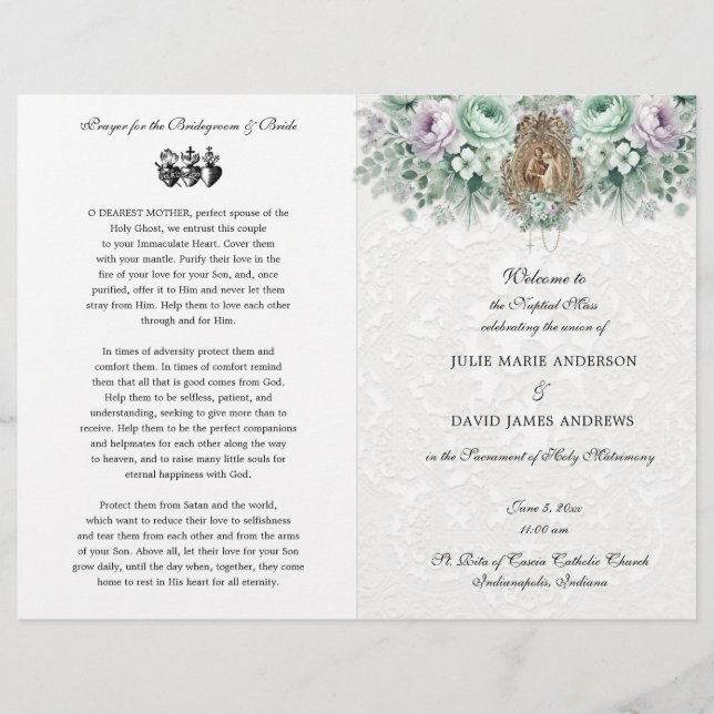 Papier Élégant catholique traditionnel mariage de masse p (Devant)