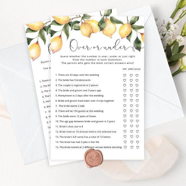 Papier Élégant citron au-dessus ou sous la douche nuptial (Créateur téléchargé)