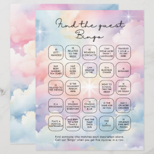 Papier Elégant Clouds Pastel Trouvez Le Bingo Invité