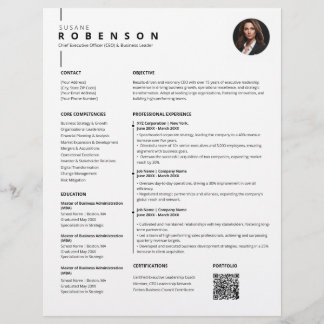 Papier Élégant CV professionnel photo moderne