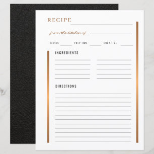 Papier Élégant de la cuisine de recette blanche or