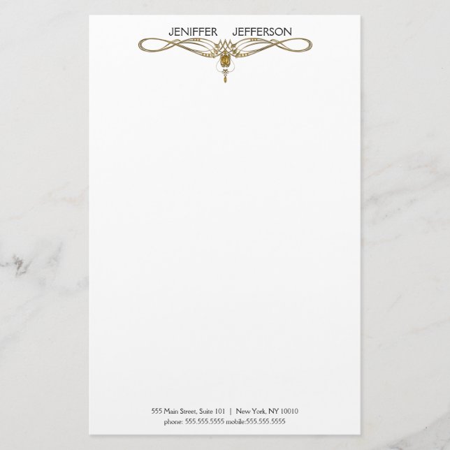 Papier élégant de papeterie de bijou (Devant)