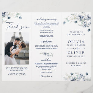 Papier Élégant Dusty Blue Winter Wedding Ceremony Program