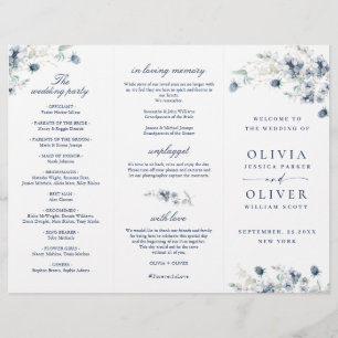 Papier Élégant Dusty Blue Winter Wedding Ceremony Program