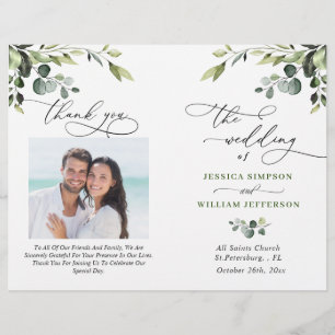 Papier Elégant Eucalyptus Watercolor Boho Wedding Program