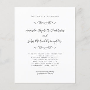 Papier Élégant Faire-part de mariage de budget gris scrip