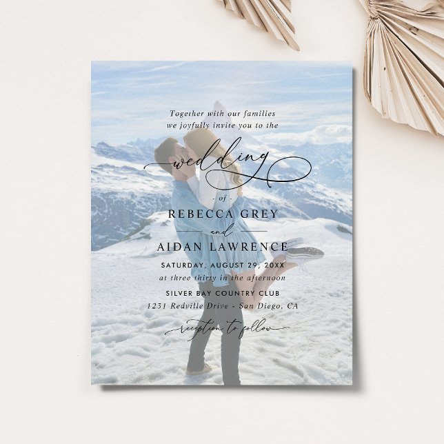 Papier Élégant Faire-part de mariage photo Script (Créateur téléchargé)