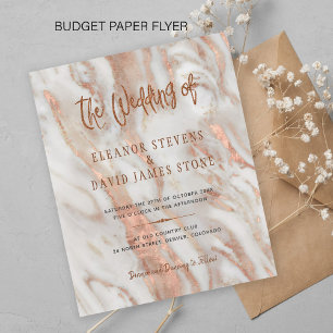Papier Élégant faire-part de mariage rose en marbre doré