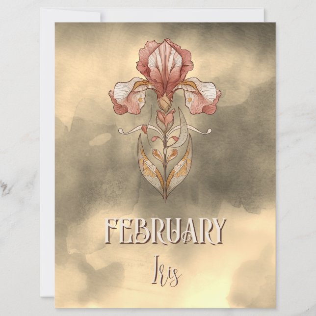 Papier Elegant February Iris Art Nouveau Printable (Devant)
