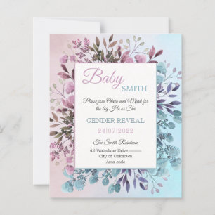 Papier Elégant Floral Blue Rose sexe révéler invitation