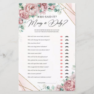 Papier Elégant floral blush or verdure maman ou papa