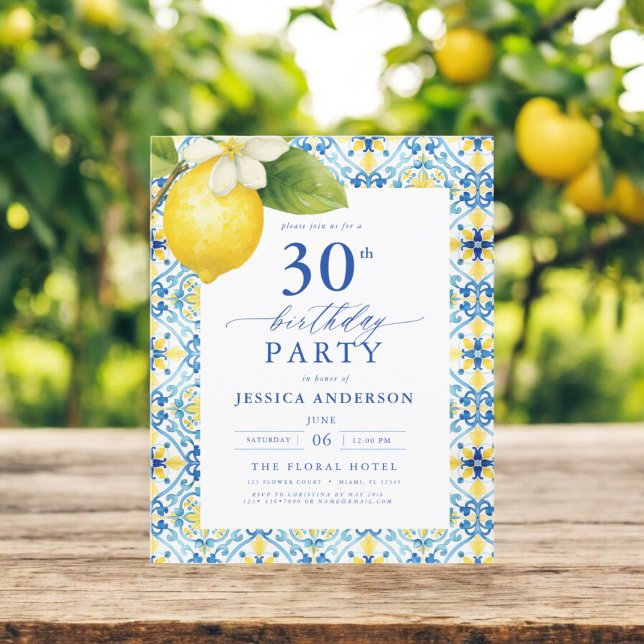 Papier Elégant Floral de citron méditerranéen 30e anniver (Créateur téléchargé)