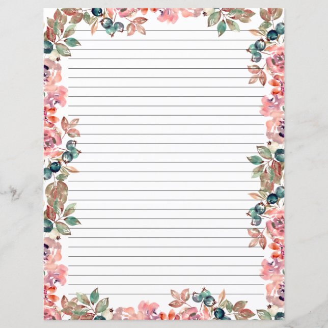 Papier Elegant Floral Monogram Stationery Paper (Devant)
