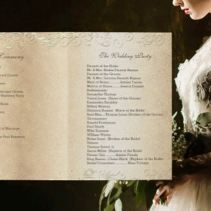 Papier Elégant Gold Swirl avec Black Font Wedding Program