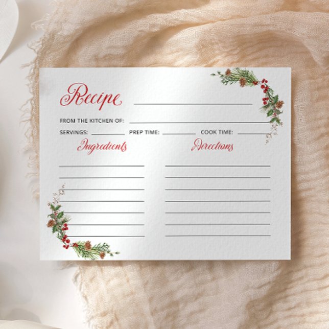 Papier Elegant Holiday Bridal Shower Recipe Card (Créateur téléchargé)