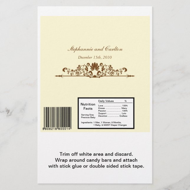 Papier Élégant ivoire/Mariage Brown Grand Enveloppement d (Devant)