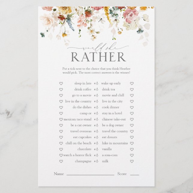 Papier Elégant Jardin Fleurs Floral Fête des mariées Jeu (Devant)