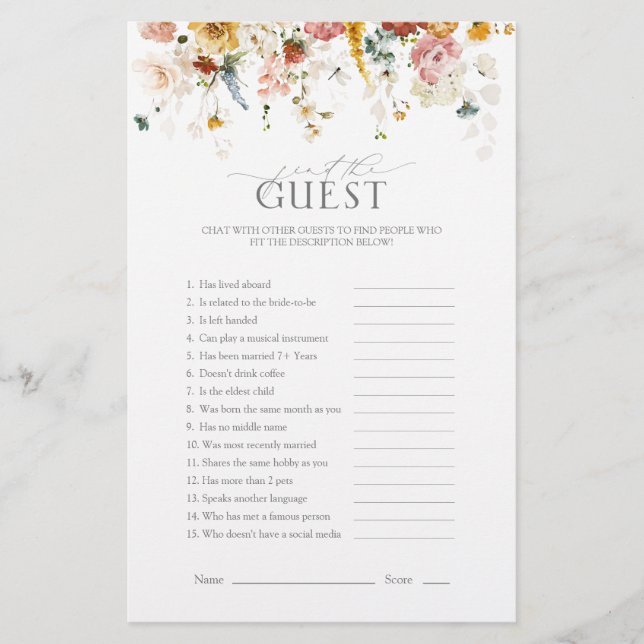 Papier Elégant Jardin Fleurs Floral Fête des mariées Jeu (Devant)