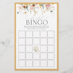 Papier Élégant Jaune Fleur sauvage marié jeu de bingo