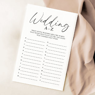Papier Élégant jeu A-Z Mariage manuscrit manuscrit