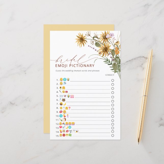 Papier Élégant jeu de Fête des mariées de tournesol (Devant/Arrière en situation)