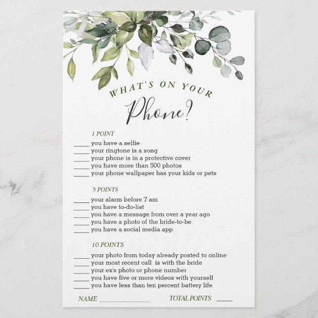 Papier Elégant jeu de Fête des mariées Eucalyptus aquarel (Devant)