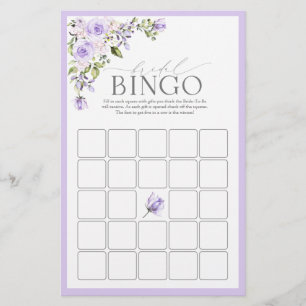 Papier Élégant Lavande Lilac Floral Bridal Jeu de Bingo