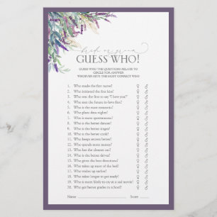 Papier Élégant Lavender Floral Fête des mariées Jeu