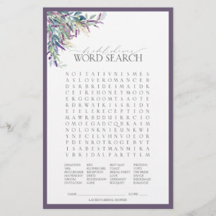 Papier Élégant Lavender Floral Fête des mariées Jeu