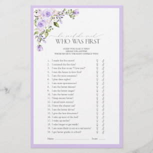 Papier Élégant Lavender Lavender Fête des mariées Florale