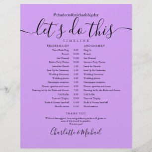 Papier Elegant Lavender Lilac Mariage Horaire