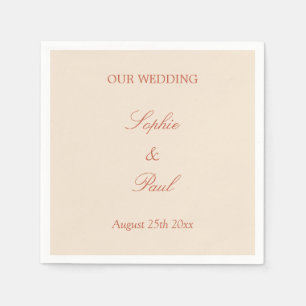 Papier Élégant Mariage de script en terre cuite serviette