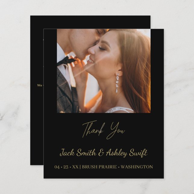 Papier Élégant Mariage photo Merci (Devant / Derrière)