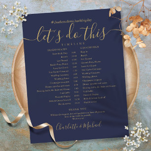 Papier Elegant Marine Blue Gold Mariage Horaire