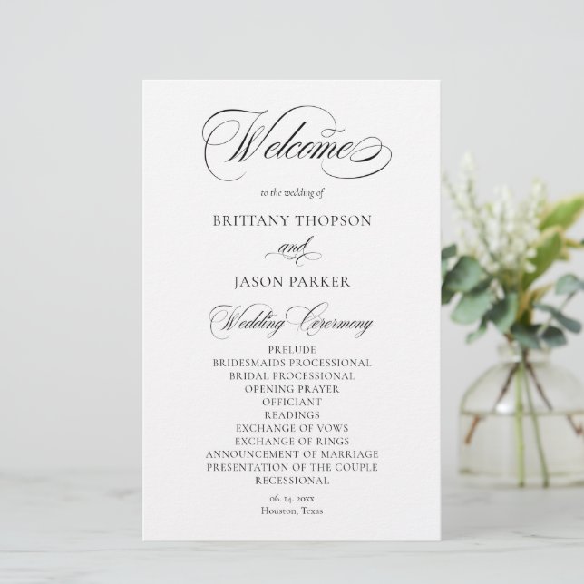 Papier Elegant Minimalist modern Wedding Program (Debout devant)