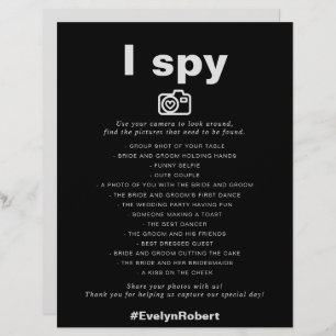 Papier Élégant minimaliste Jeu Formel Black I Spy Mariage