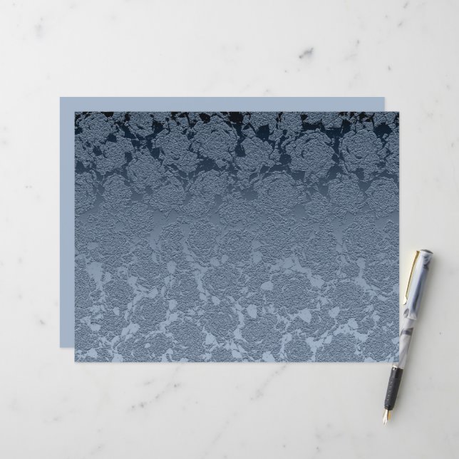 Papier Elégant Motif bleu bleu bleu bleu floral (Devant/Arrière en situation)