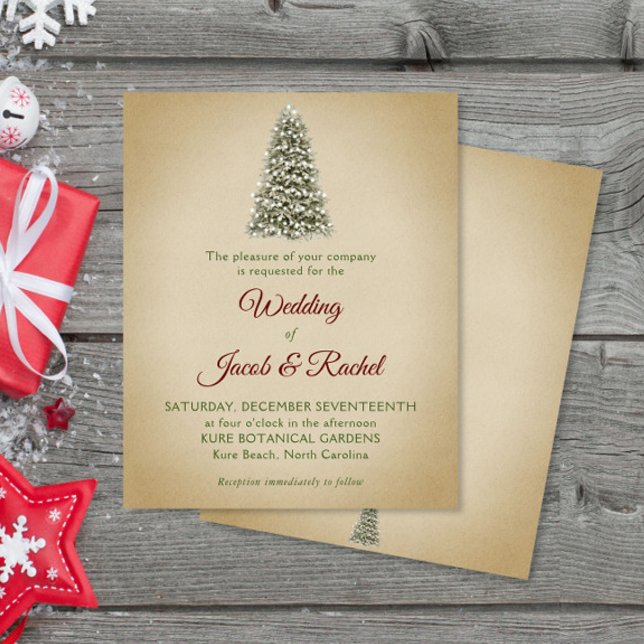 Papier Elégant Noël Arbre Kraft Budget Mariage Inviter (Créateur téléchargé)