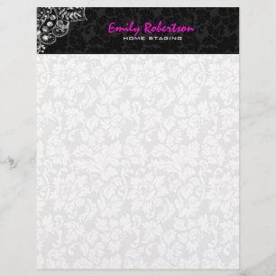 Papier Elégant noir Damas Argent métal Vintage dentelle