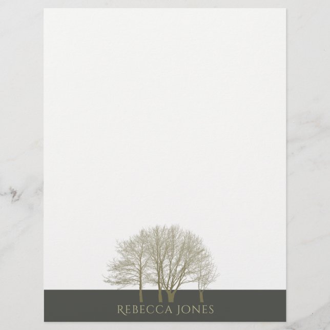 PAPIER ÉLÉGANT OR GRIS AUTOMNE ARBRES MONOGRAMME (Devant)