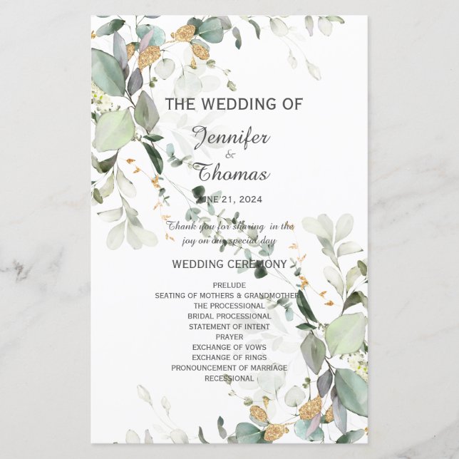 Papier Élégant paysage botanique d'Eucalyptus (Devant)